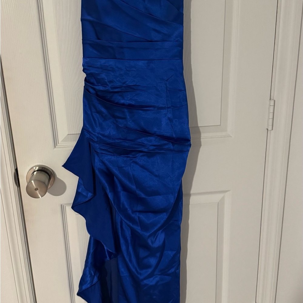 Elegant Blue Satin Dress